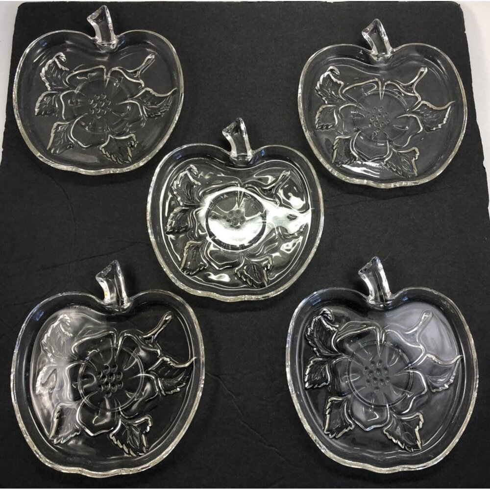 Set of 5 Vintage 1940's Hazel-Atlas Orchard Apple Blossom Snack Plates